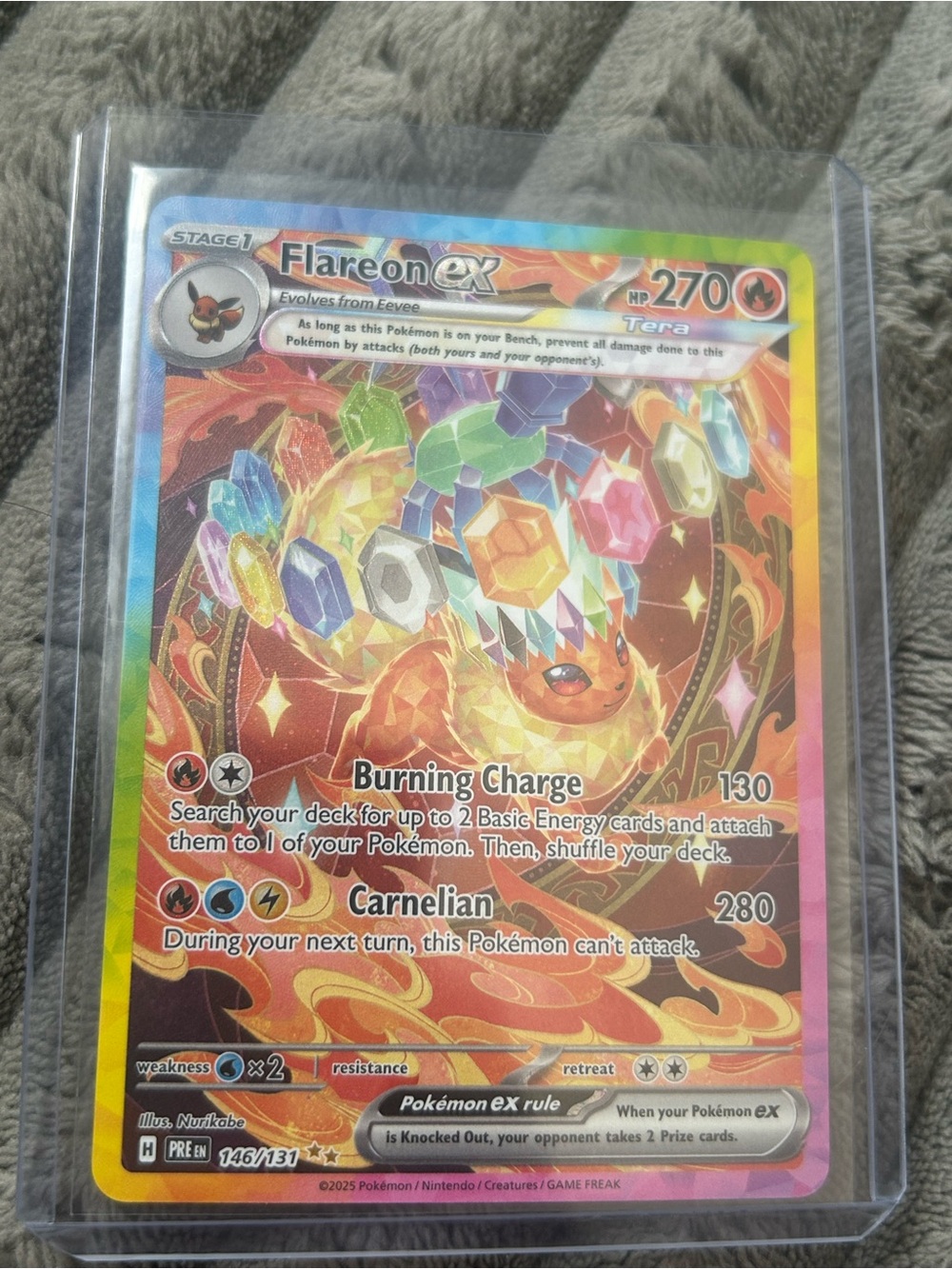 Pokemon Flareon ex Holo Card - Red, Yellow, Orange